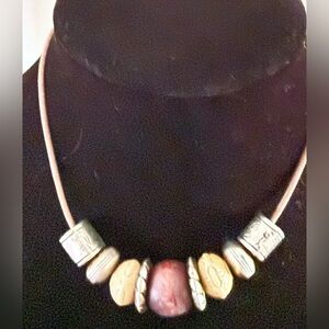 Chic Silver and Cream Necklace and Earrings